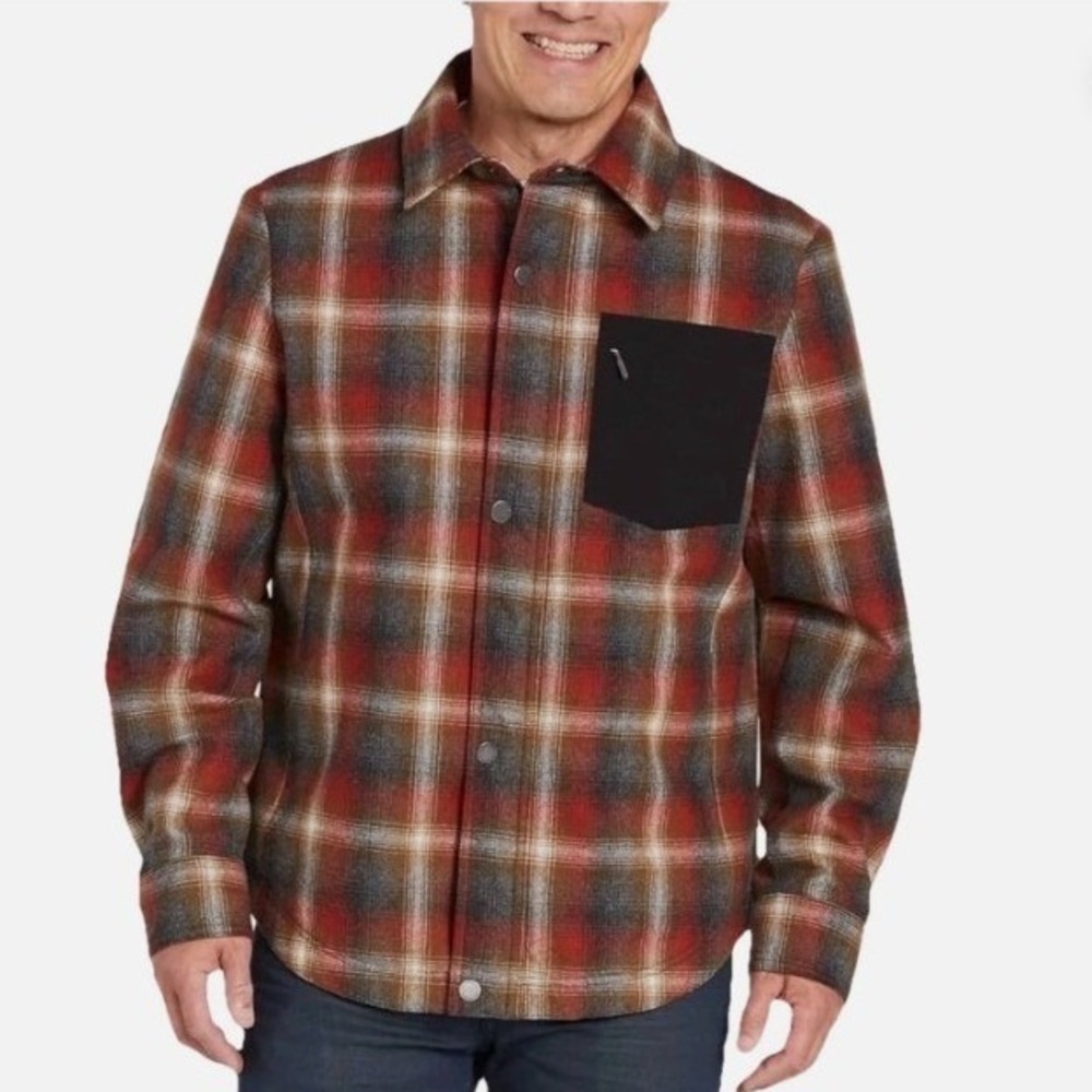 Pendleton Mens XXL Insulated Wool Blend Jacket Shacket Red Plaid 1638212